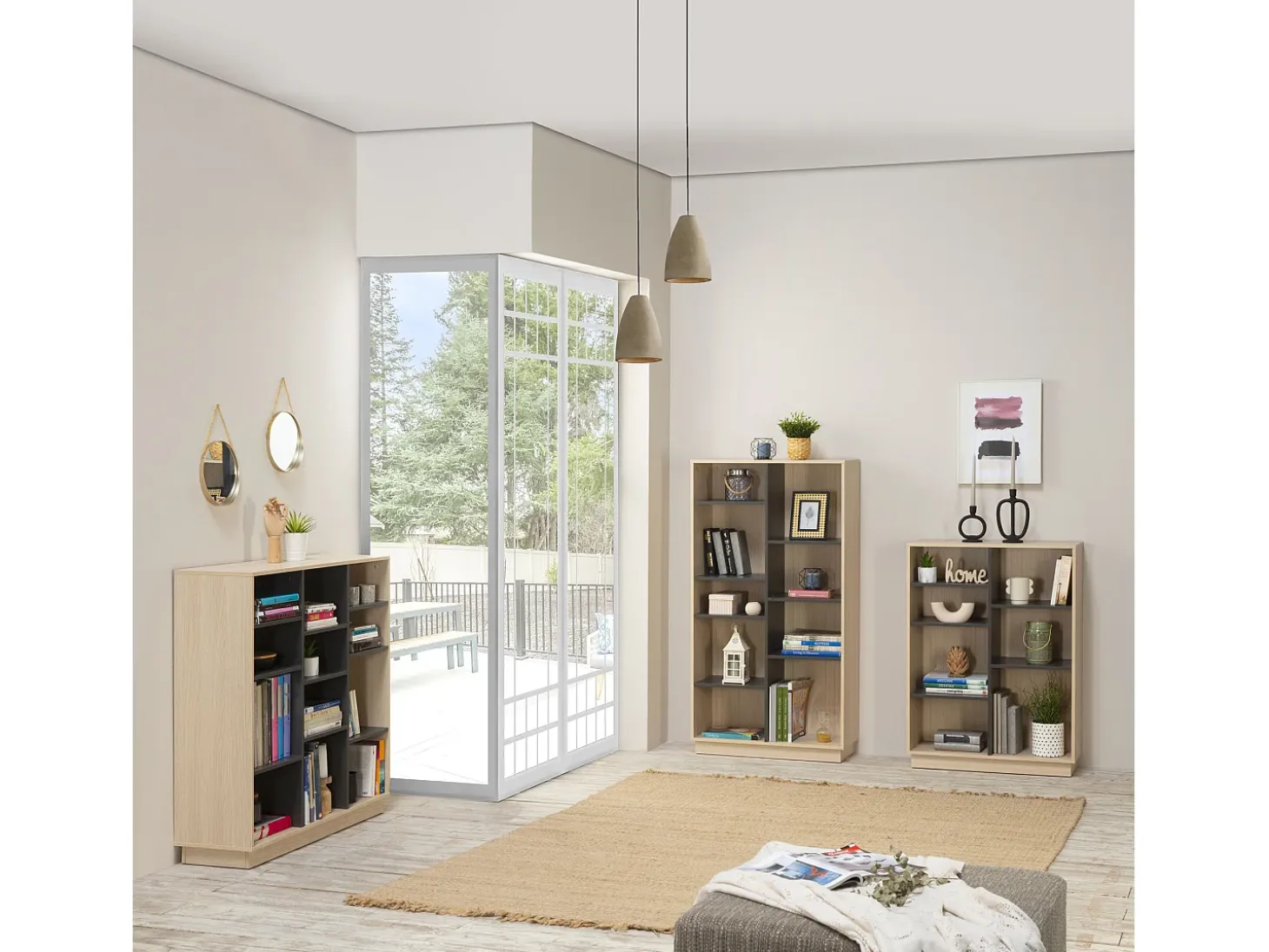 Estantería Librería Vigo 150x80 cm, estantería de Oficina, Color Roble/Gris