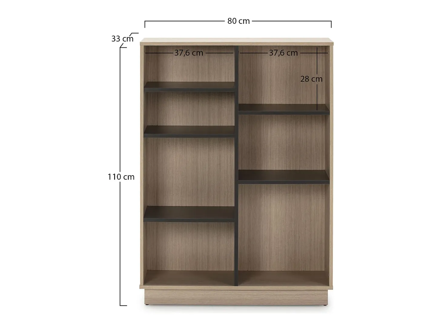 Estantería Librería Vigo 110x80 cm, estantería de Oficina, Color Roble y Gris