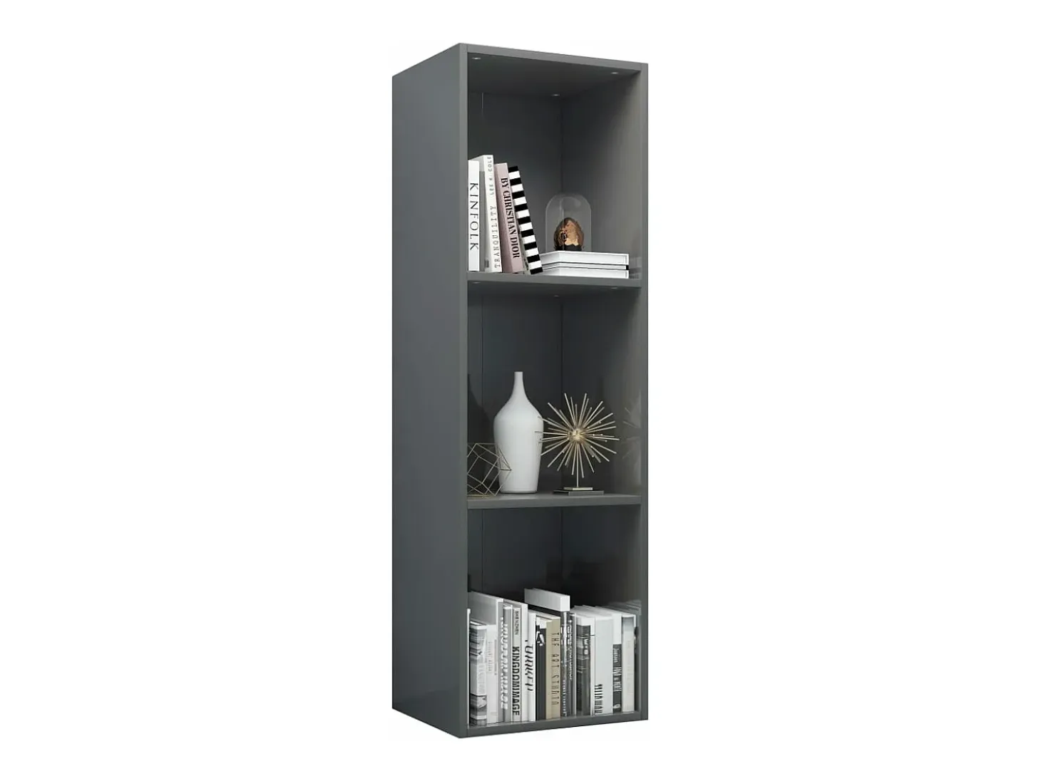 Estantería libros madera contrachapada gris brillo 36x30x114cm