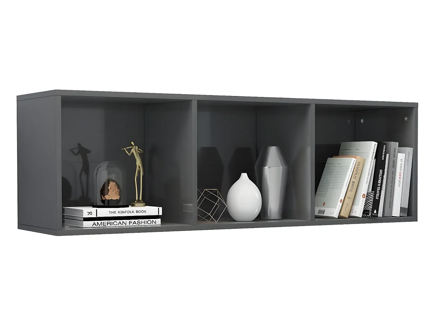 Estantería libros madera contrachapada gris brillo 36x30x114cm