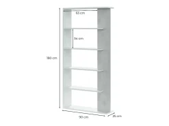 Estantería Loras 5 niveles blanco/cemento 180x90x25 cm - Separador de ambientes