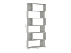 Estantería madera contrachapada gris hormigón 80x24x192cm