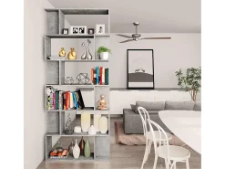 Estantería madera contrachapada gris hormigón 80x24x192cm