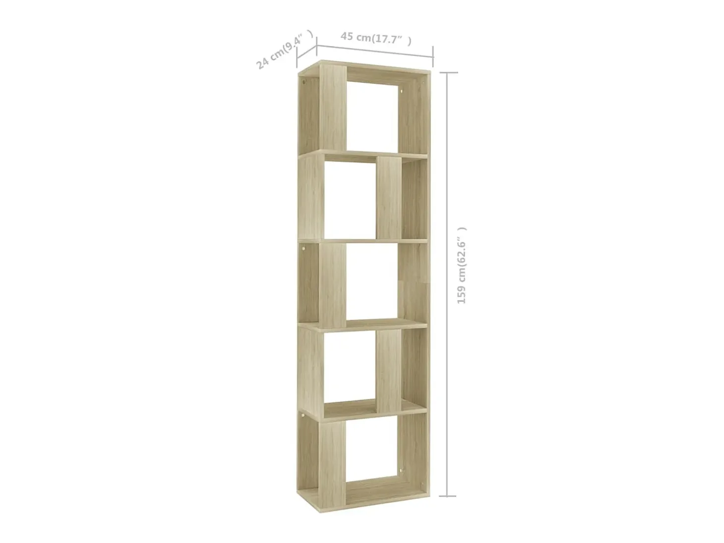 Estantería madera contrachapada color roble Sonoma 45x24x159 cm