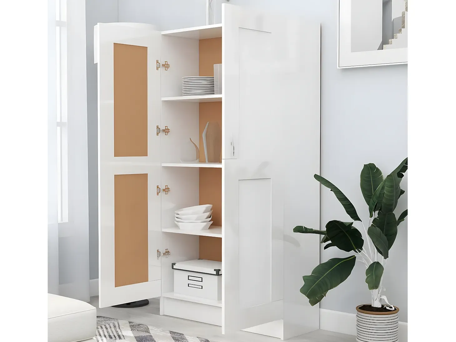 Estantería madera contrachapada blanco brillo 82,5x30,5x150 cm
