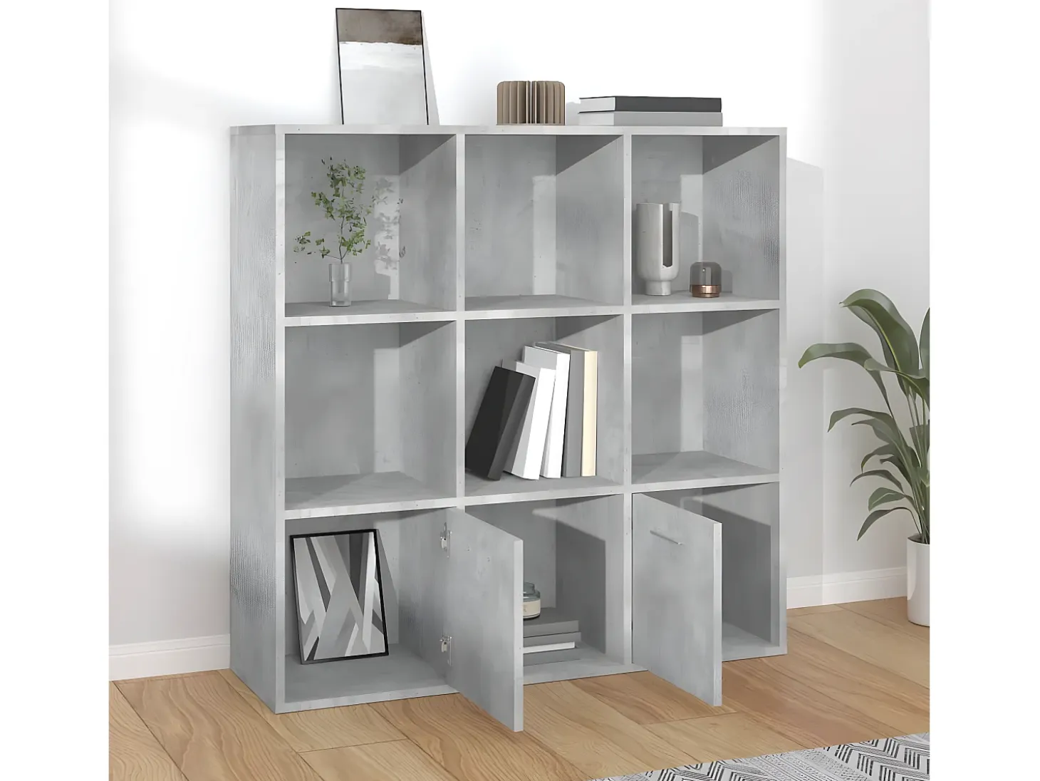 Estantería madera contrachapada gris hormigón 98x30x98 cm