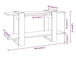 Estantería madera contrachapada gris hormigón 100x30x51 cm