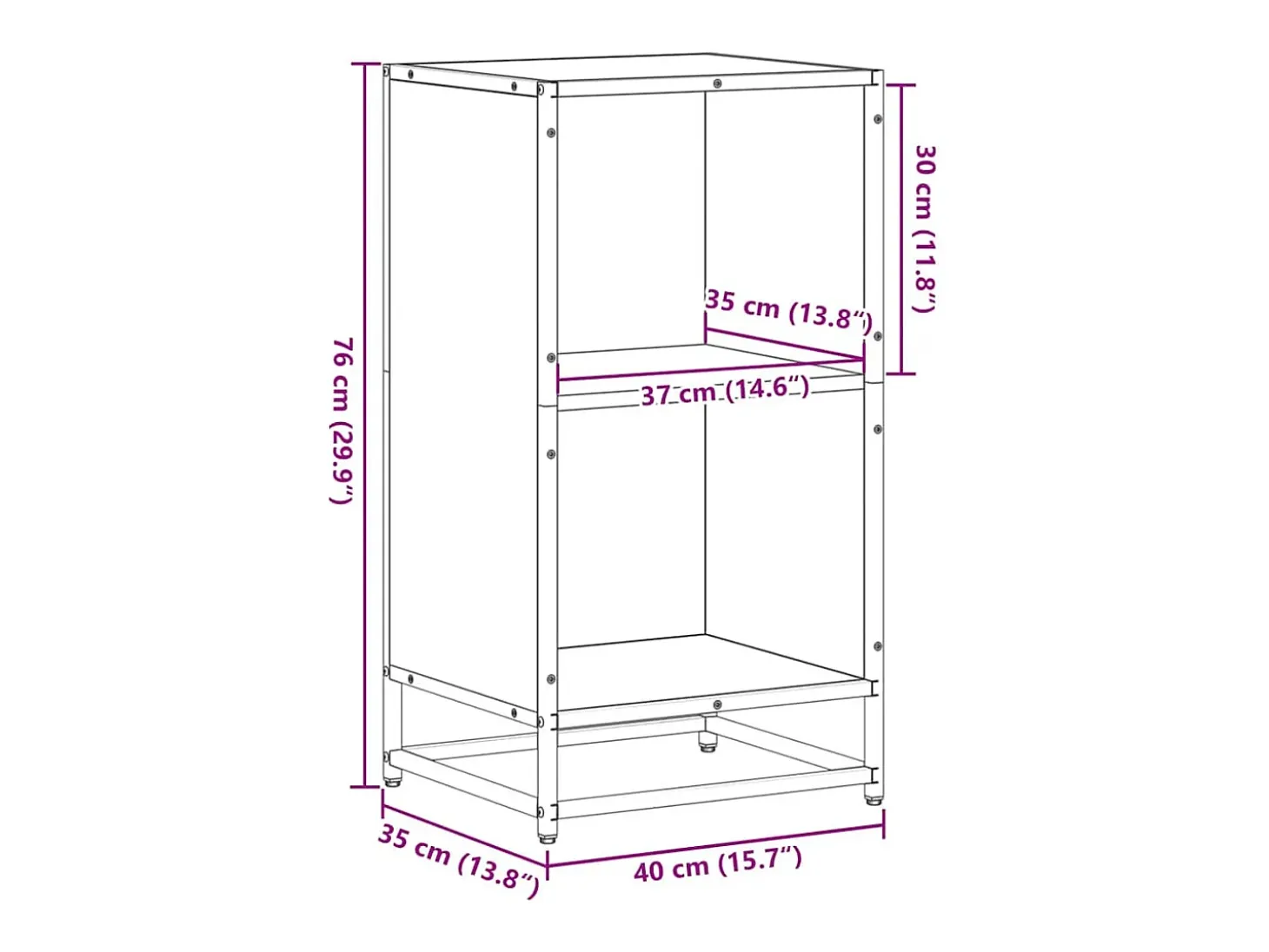 Estantería madera contrachapada color roble 40x35x76 cm