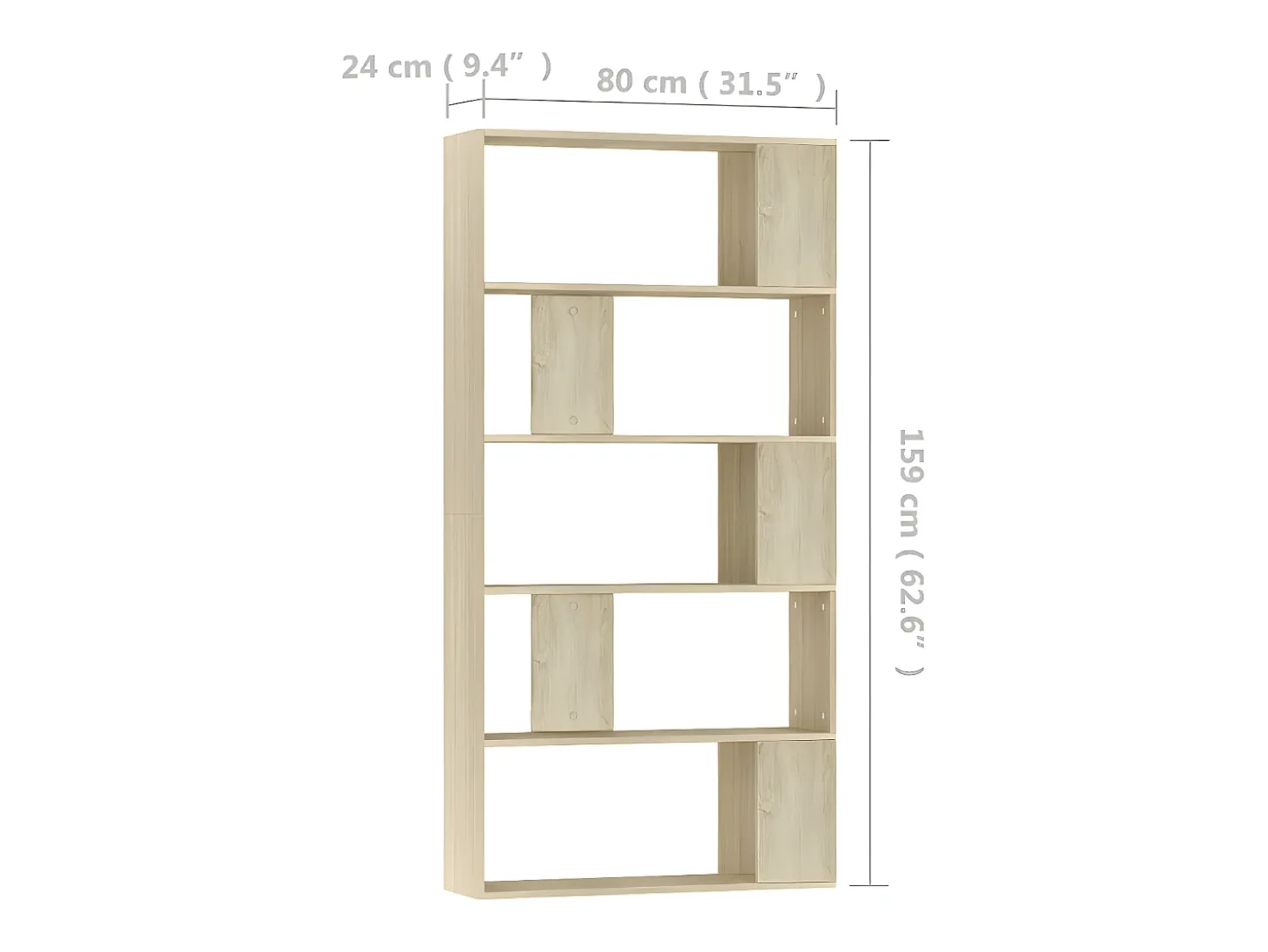 Estantería madera contrachapada color roble Sonoma 80x24x159 cm