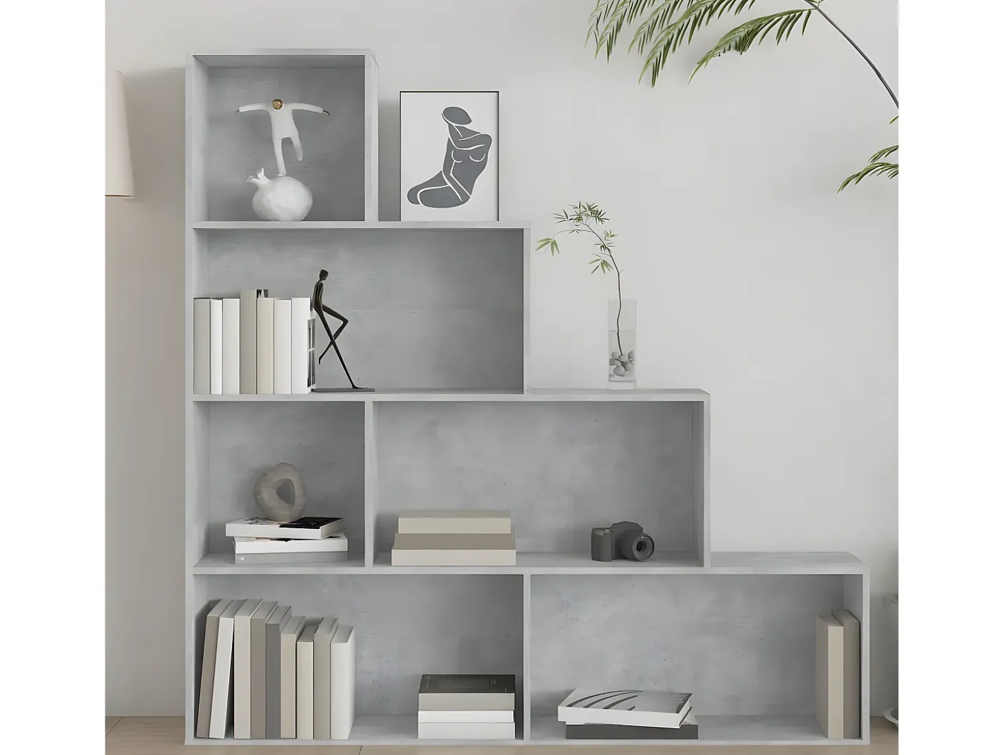 Estantería madera contrachapada gris hormigón 155x24x160cm