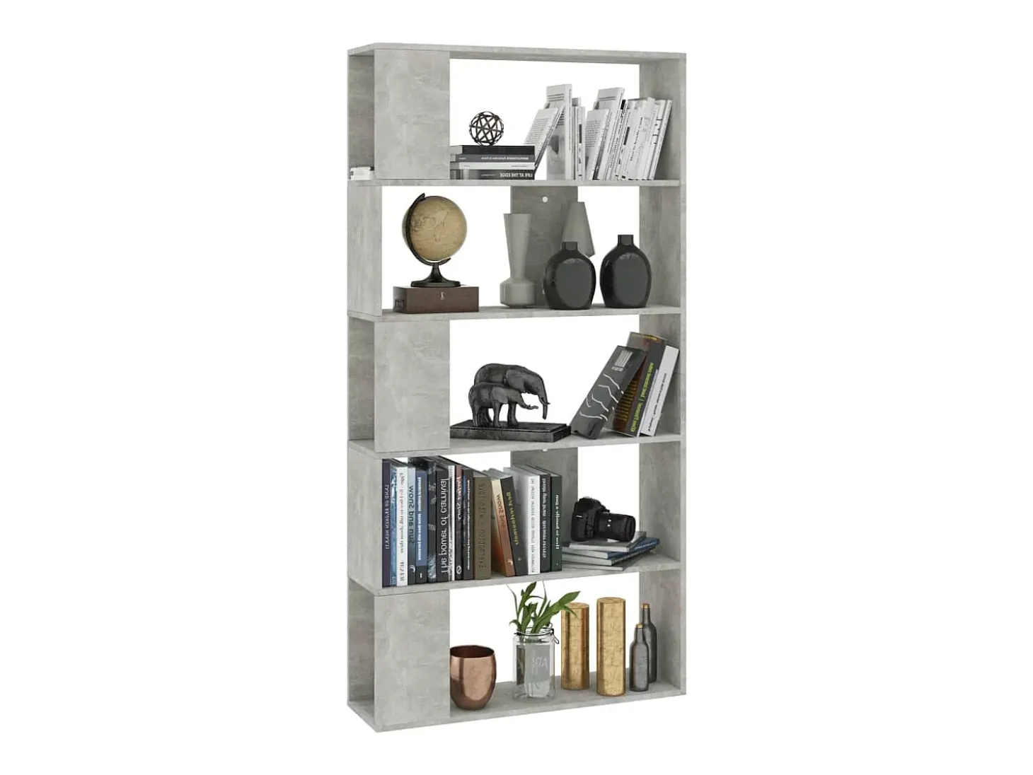 Estantería madera contrachapada gris hormigón 80x24x159cm