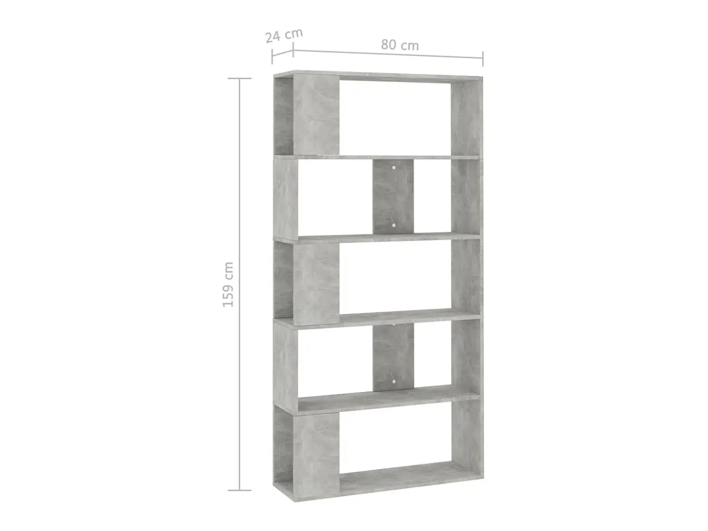 Estantería madera contrachapada gris hormigón 80x24x159cm
