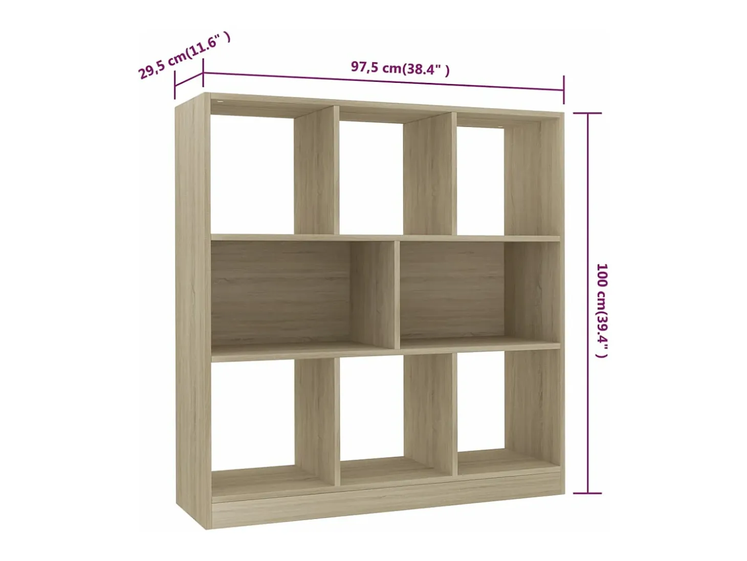 Estantería madera contrachapada color roble 97,5x29,5x100 cm
