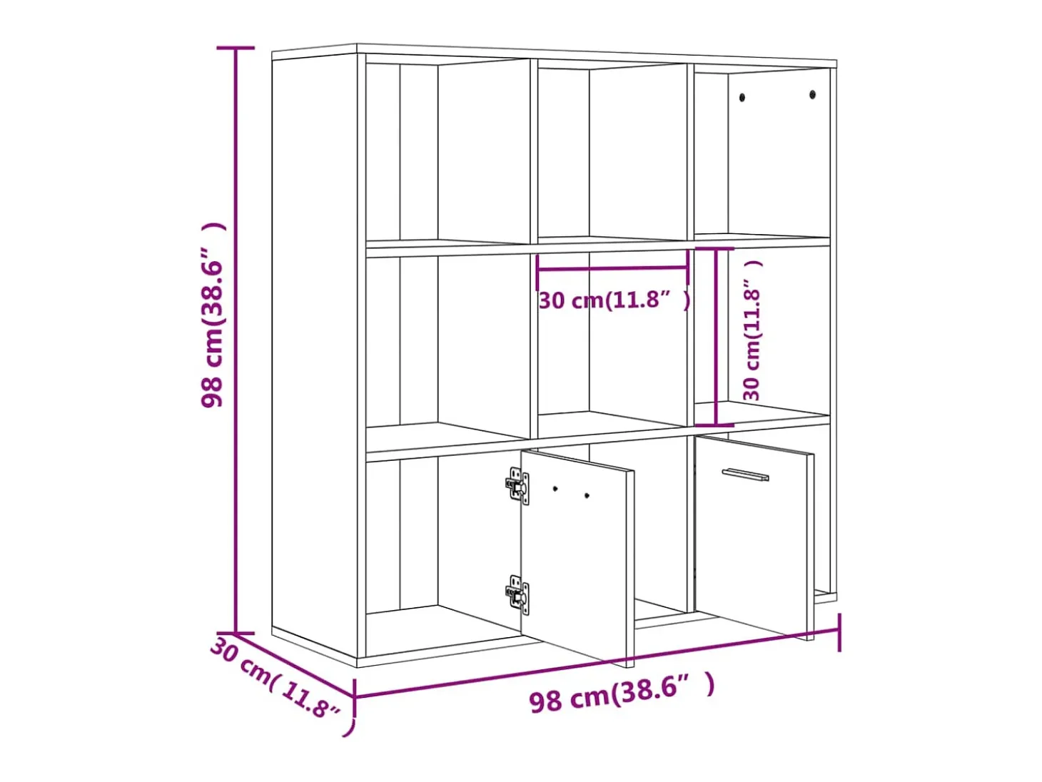 Estantería madera contrachapada color roble Sonoma 98x30x98cm