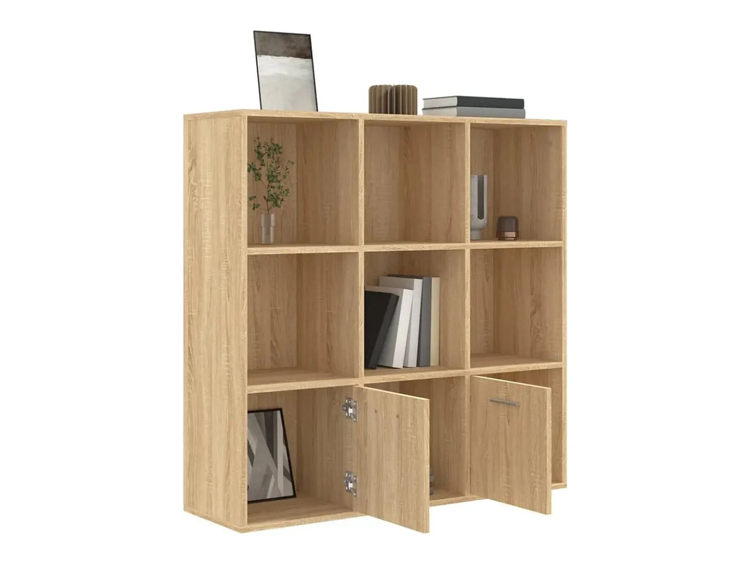 Estantería madera contrachapada color roble Sonoma 98x30x98cm
