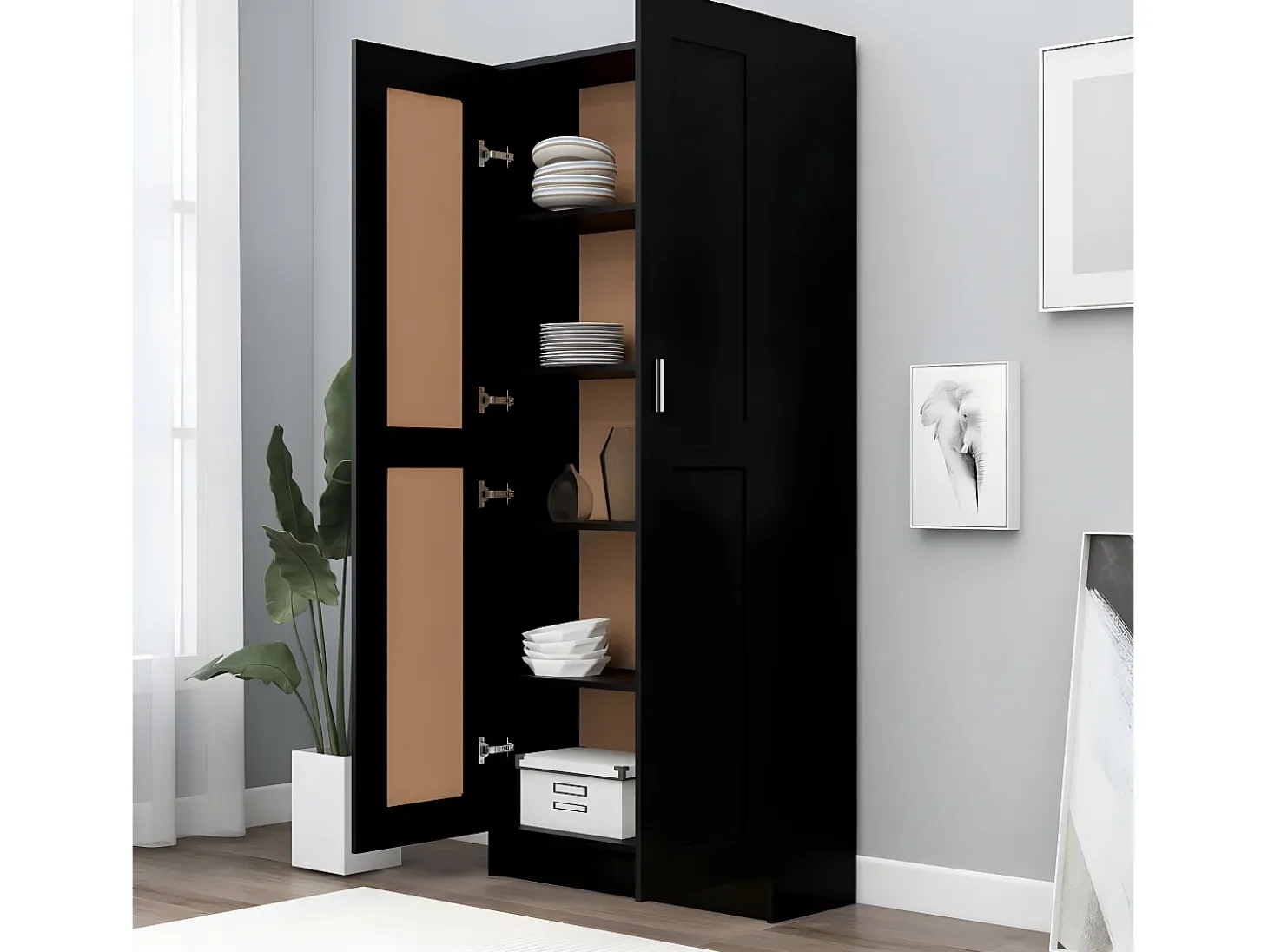 Estantería madera contrachapada negro 82,5x30,5x185,5 cm