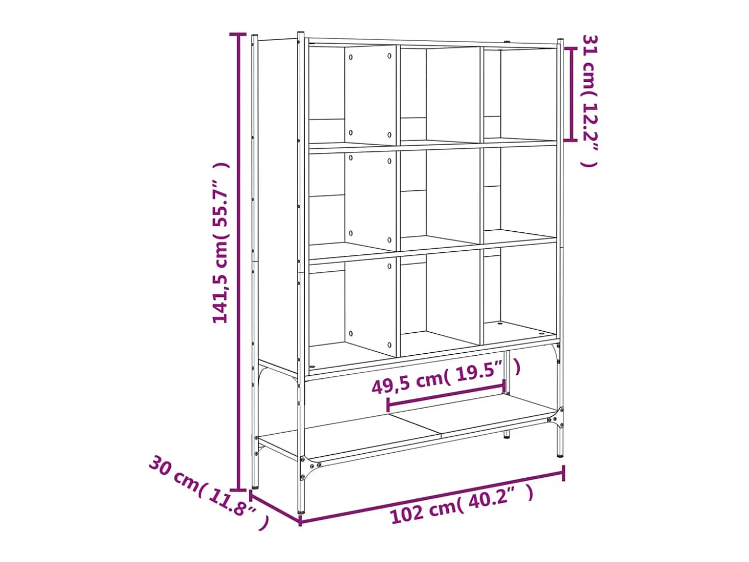 Estantería madera de ingeniería roble Sonoma 102x30x141,5 cm