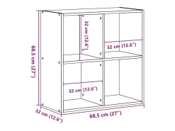 Estantería madera de ingeniería roble Sonoma 68,5x32x68,5 cm