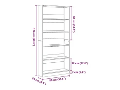 Estantería madera de ingeniería roble ahumado 80x24x176 cm