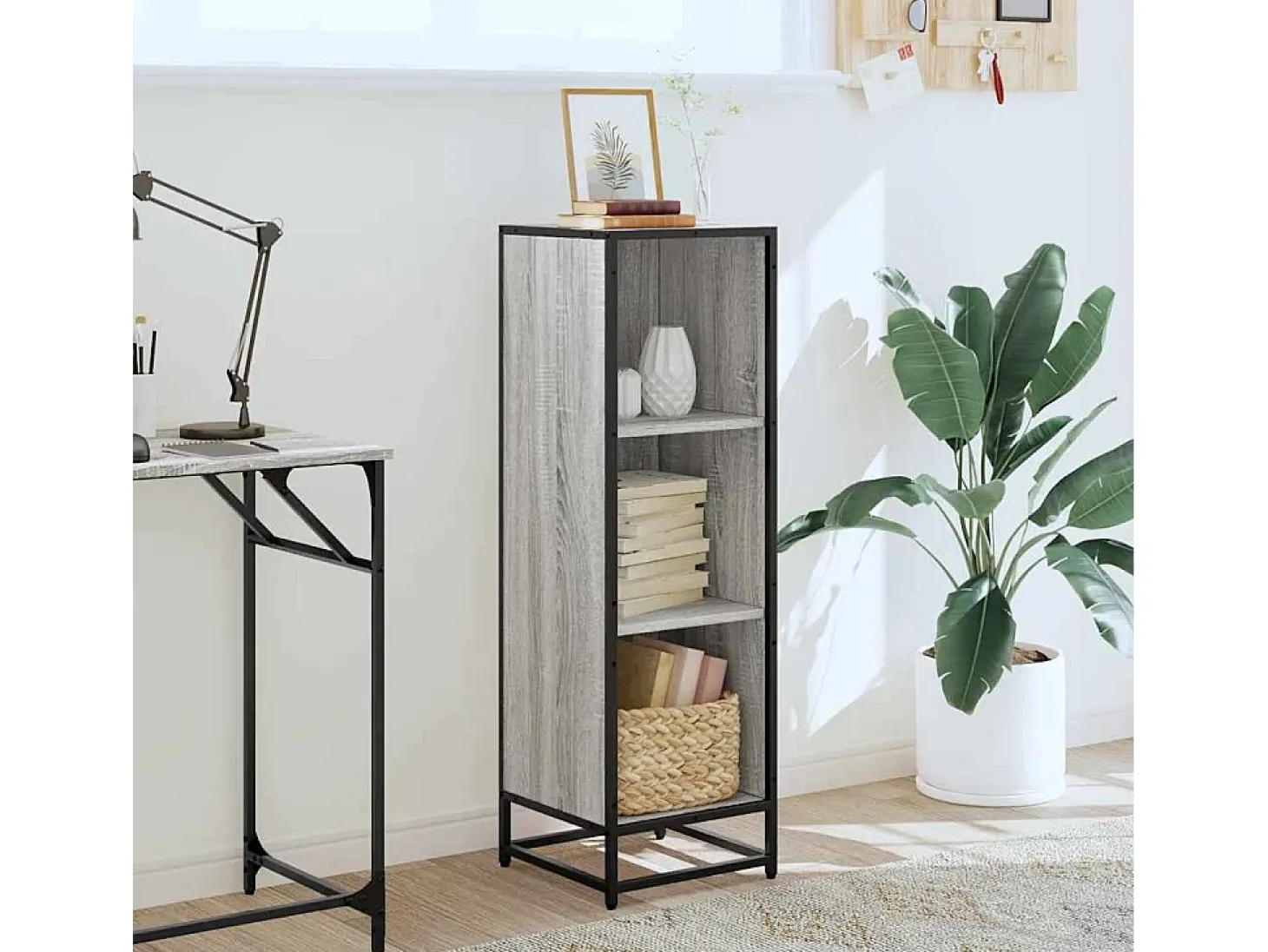 Estantería madera de ingeniería gris Sonoma 33,5x33x107,5 cm