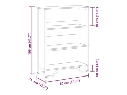 Estantería madera de ingeniería marrón roble 80x31x106 cm