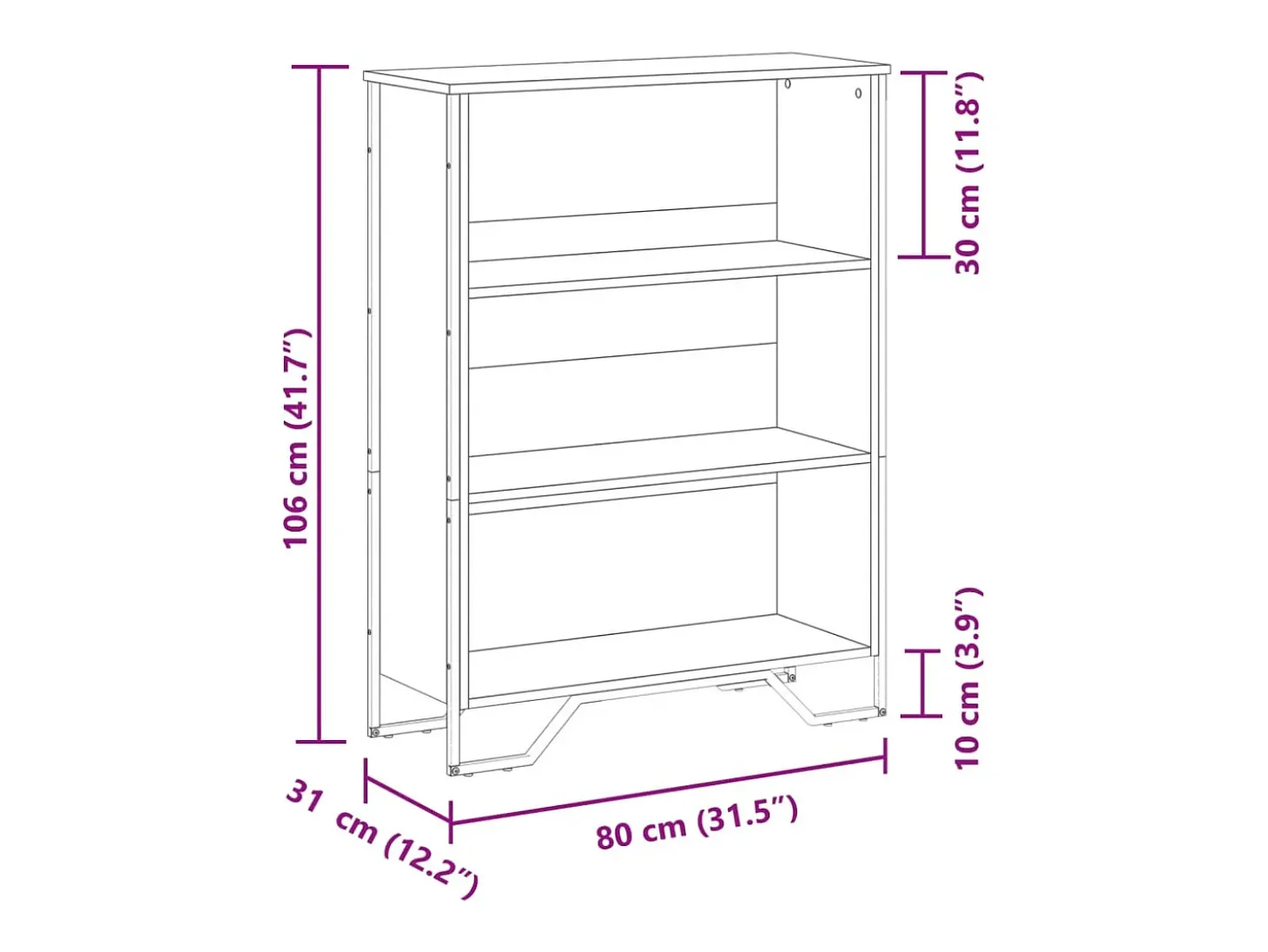 Estantería madera de ingeniería marrón roble 80x31x106 cm