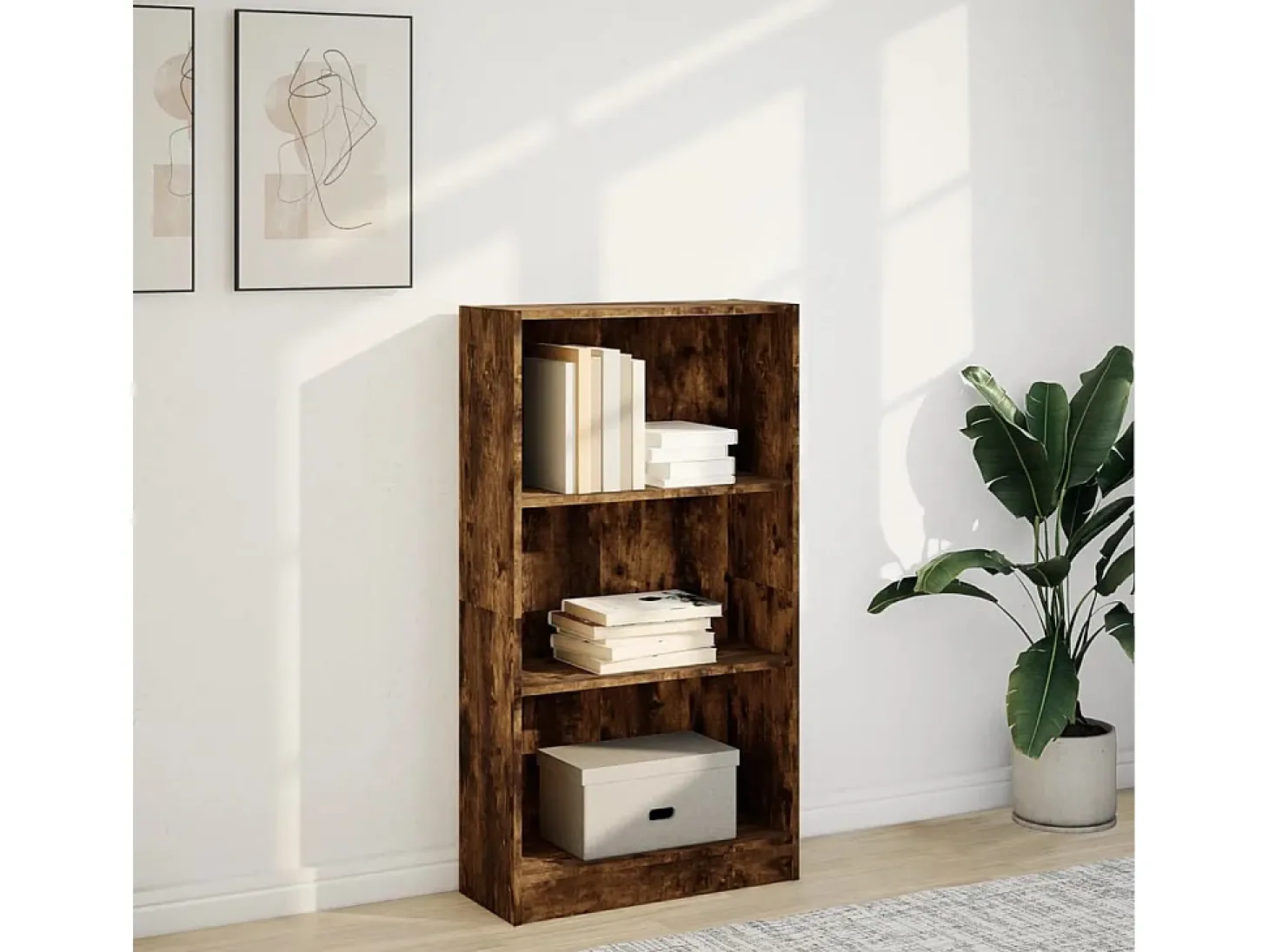 Estantería madera de ingeniería roble ahumado 60x24x109 cm