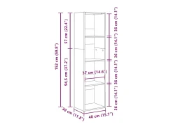 Estantería madera de ingeniería roble ahumado 40x30x152 cm