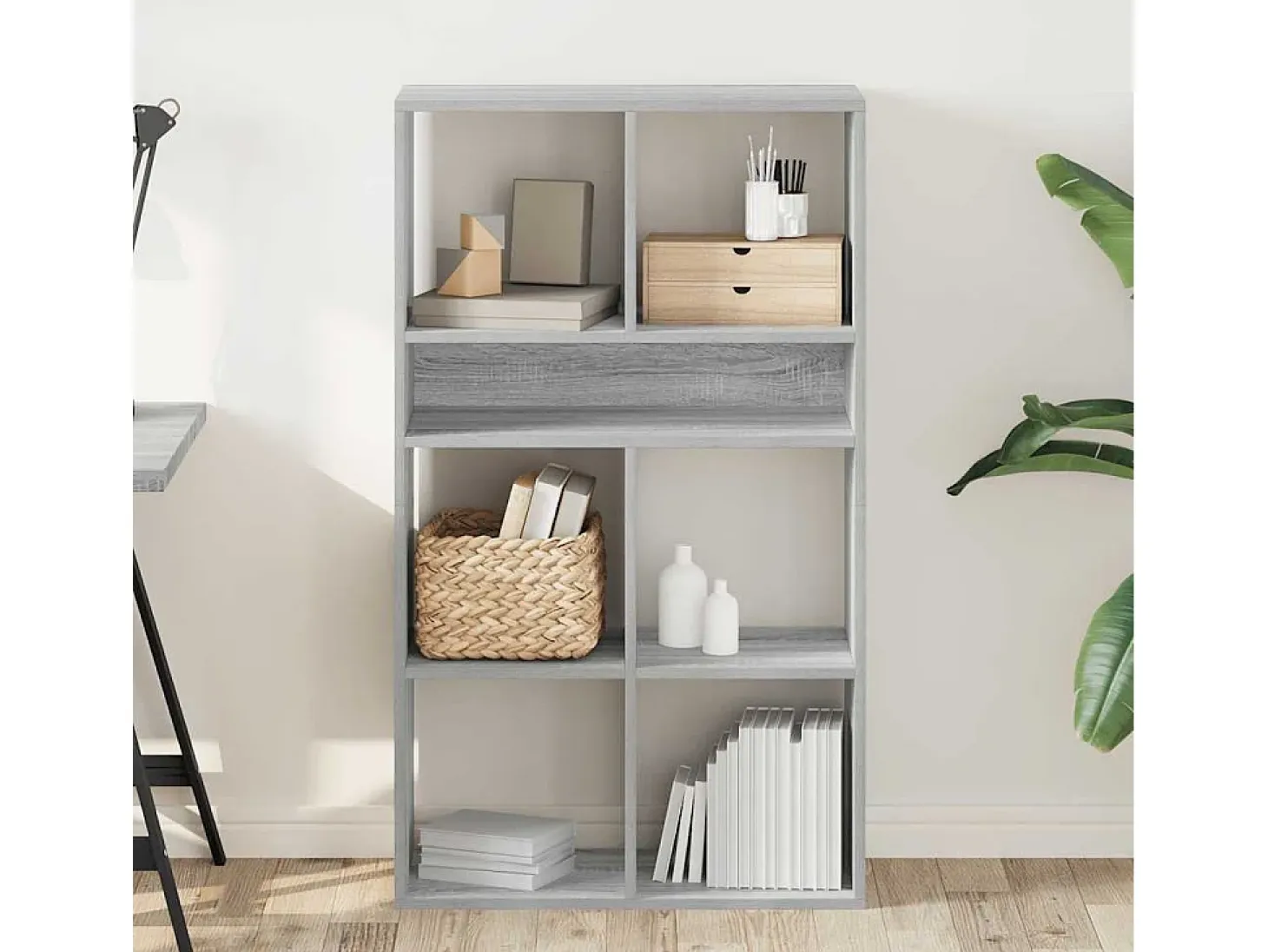 Estantería madera de ingeniería color gris sonoma 66x31x112 cm