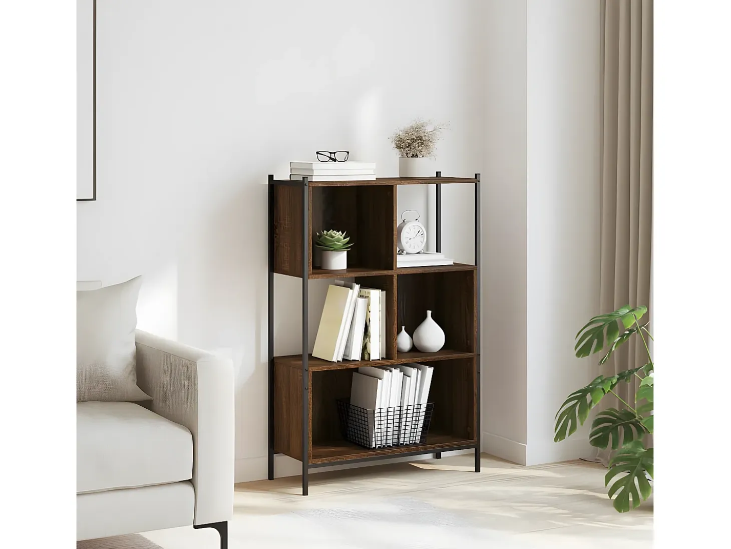 Estantería madera de ingeniería marrón roble 72x28x109 cm