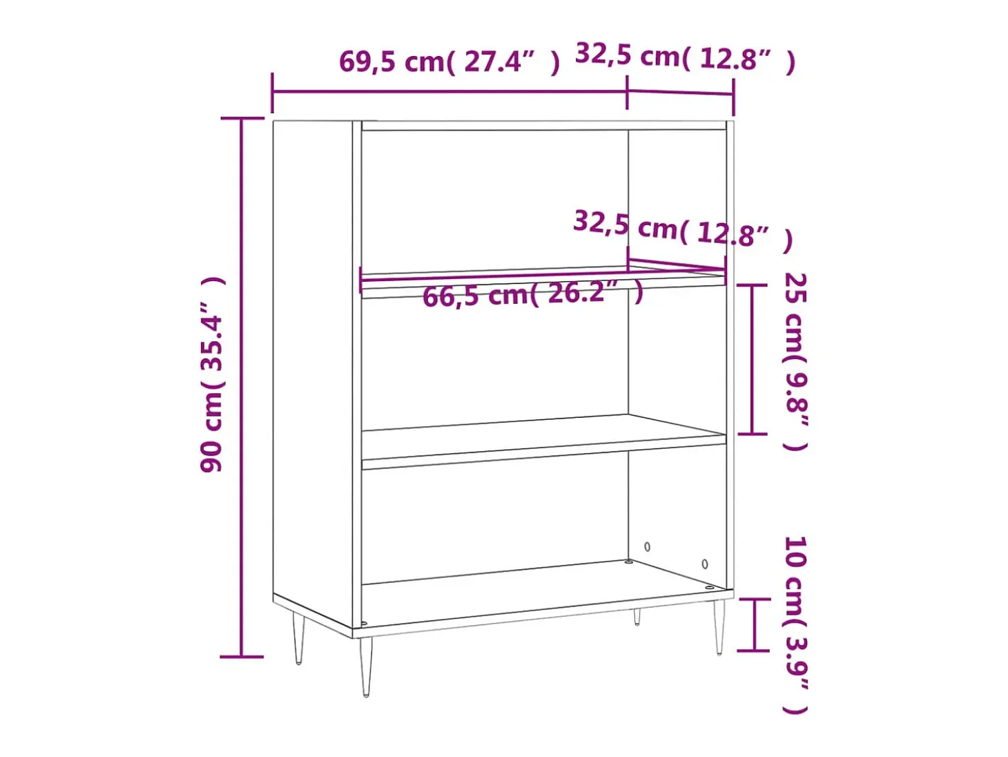 Estantería madera de ingeniería gris Sonoma 69,5x32,5x90 cm