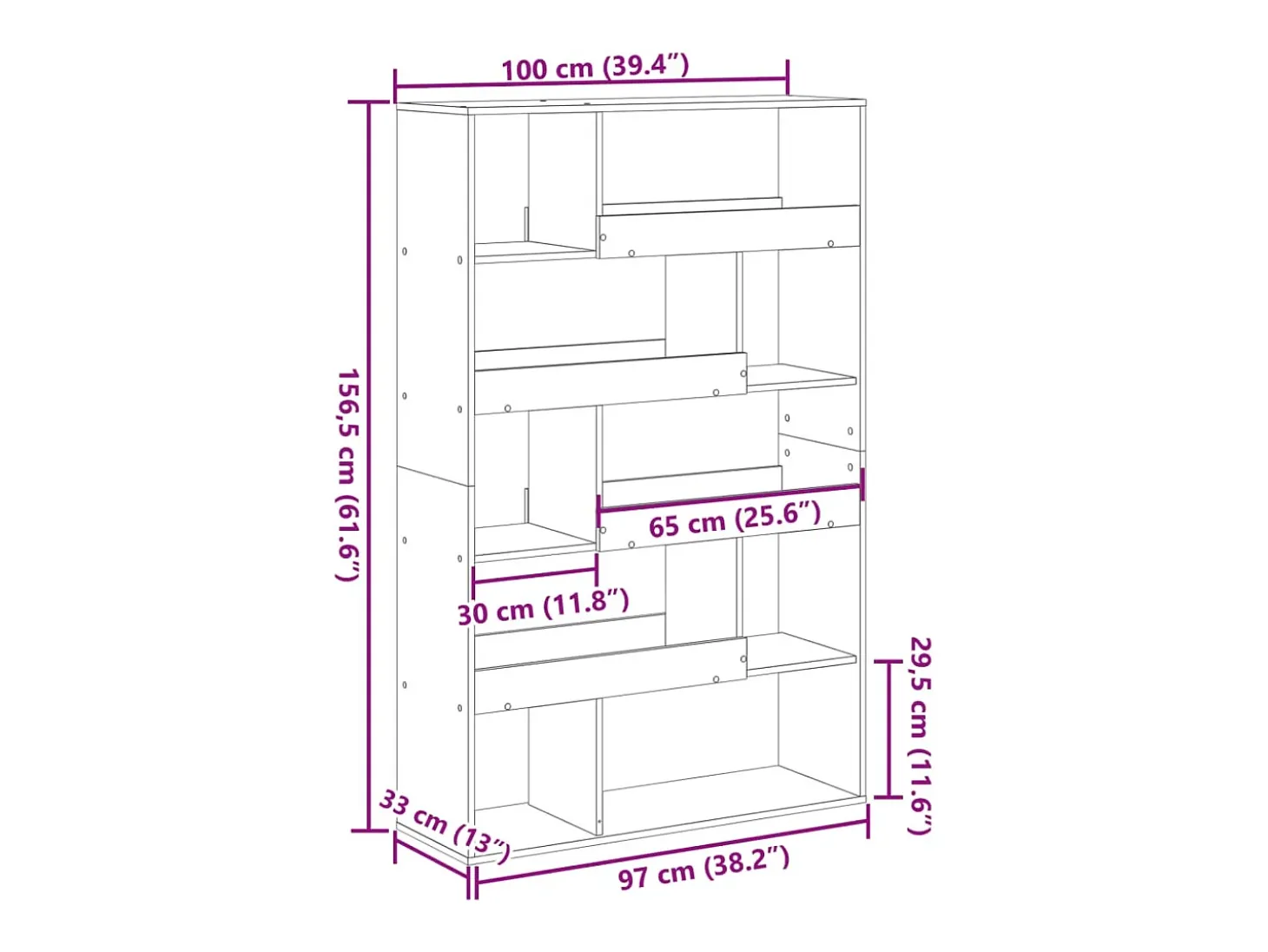 Estantería madera de ingeniería roble ahumado 100x33x156,5 cm
