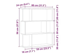 Estantería madera de ingeniería roble artisan 80x24x96 cm