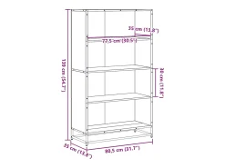 Estantería madera de ingeniería roble ahumado 80,5x35x139 cm