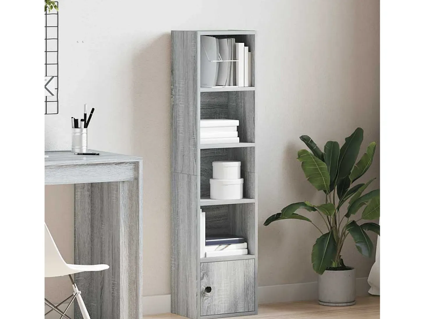 Estantería madera de ingeniería gris sonoma 31x24x127 cm