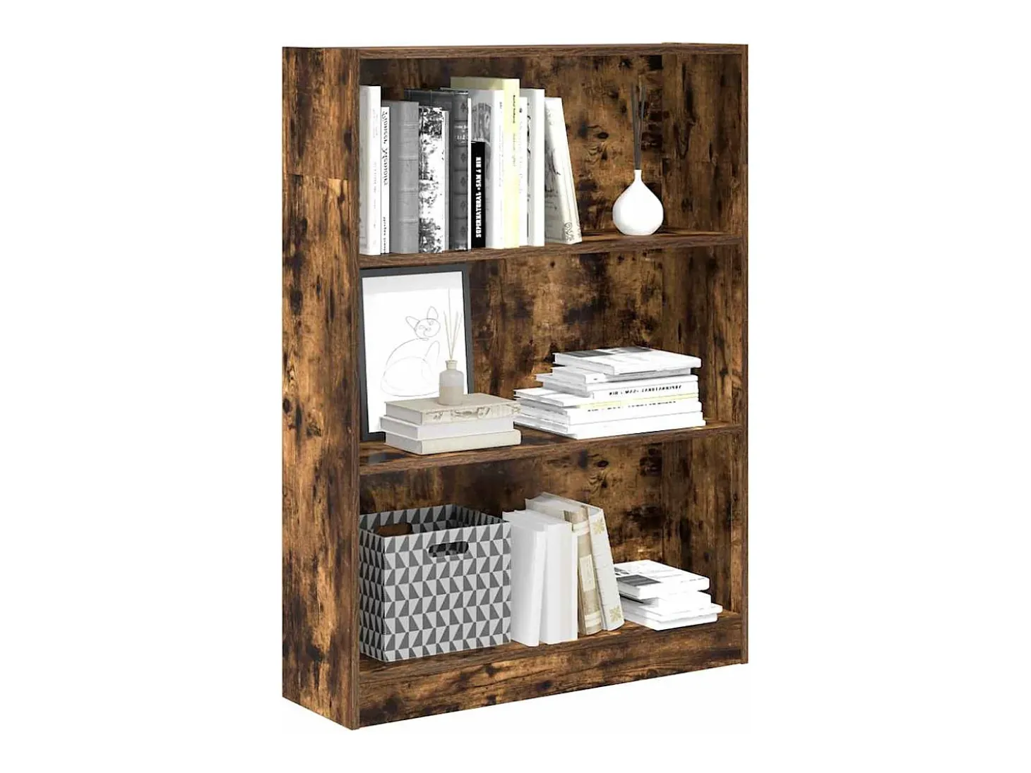 Estantería madera de ingeniería roble ahumado 80x24x109 cm