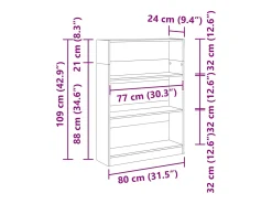 Estantería madera de ingeniería roble ahumado 80x24x109 cm