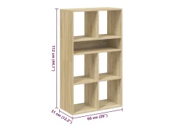 Estantería madera de ingeniería color roble sonoma 66x31x112 cm