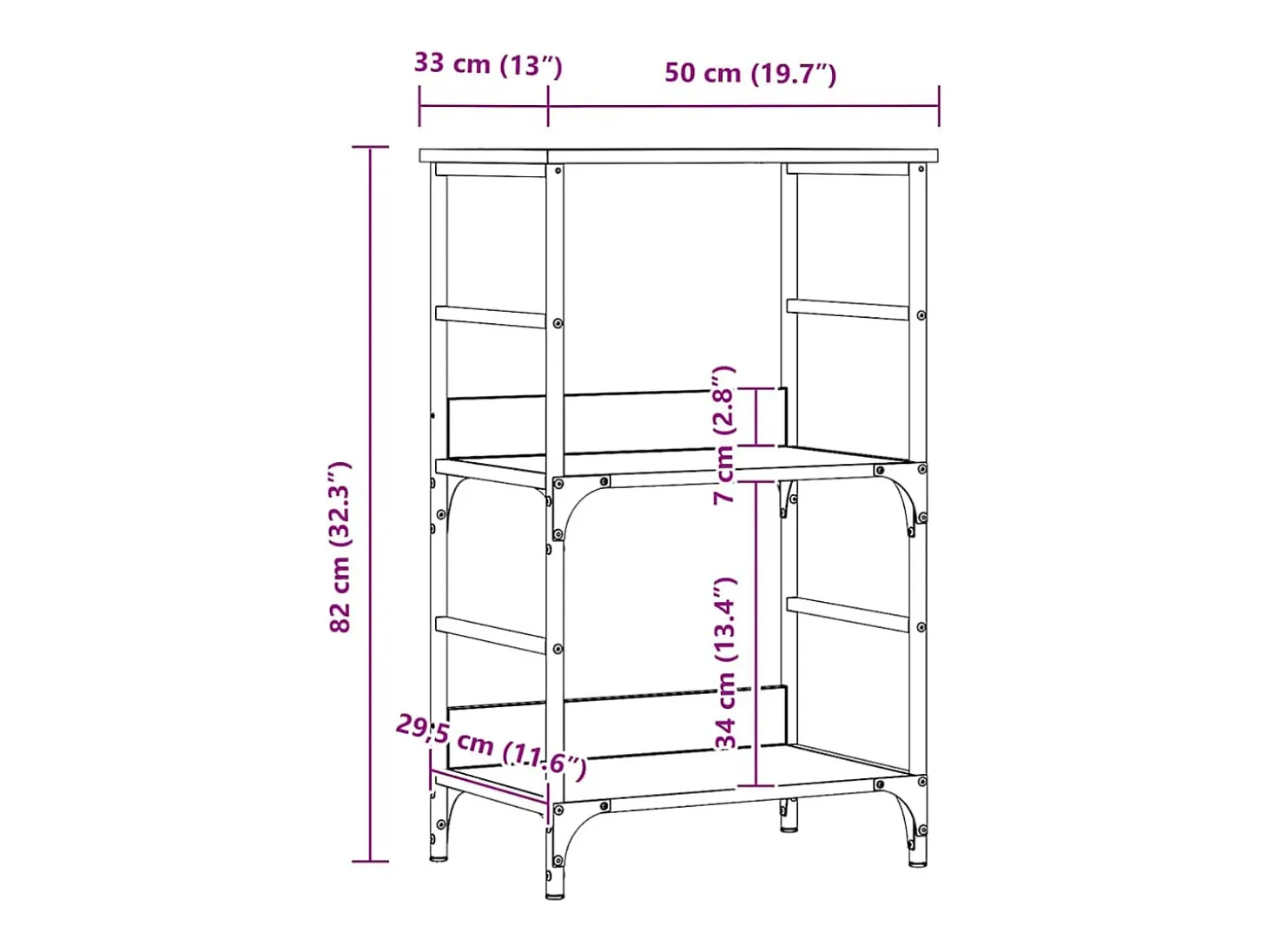 Estantería madera de ingeniería roble artisan 50x33x82 cm