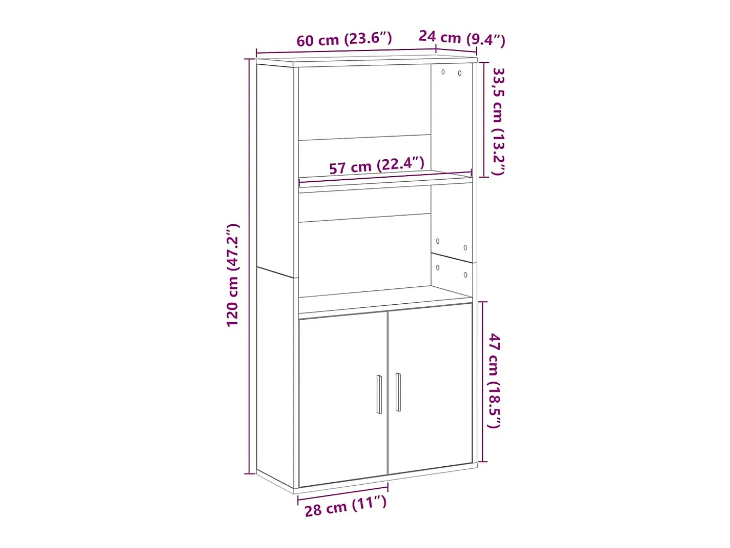 Estantería madera de ingeniería roble ahumado 60x24x120 cm