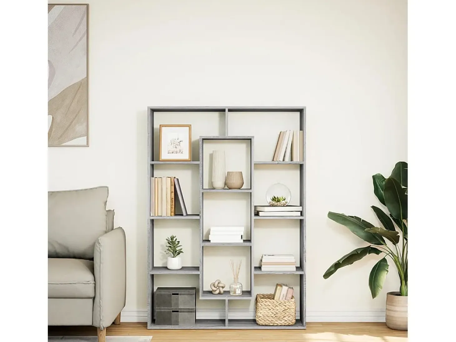 Estantería madera de ingeniería gris Sonoma 102x29x143 cm