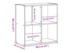 Estantería madera ingeniería color envejecido 68,5x32x68,5 cm