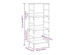 Estantería madera ingeniería madera envejecida 50x33x117,5 cm