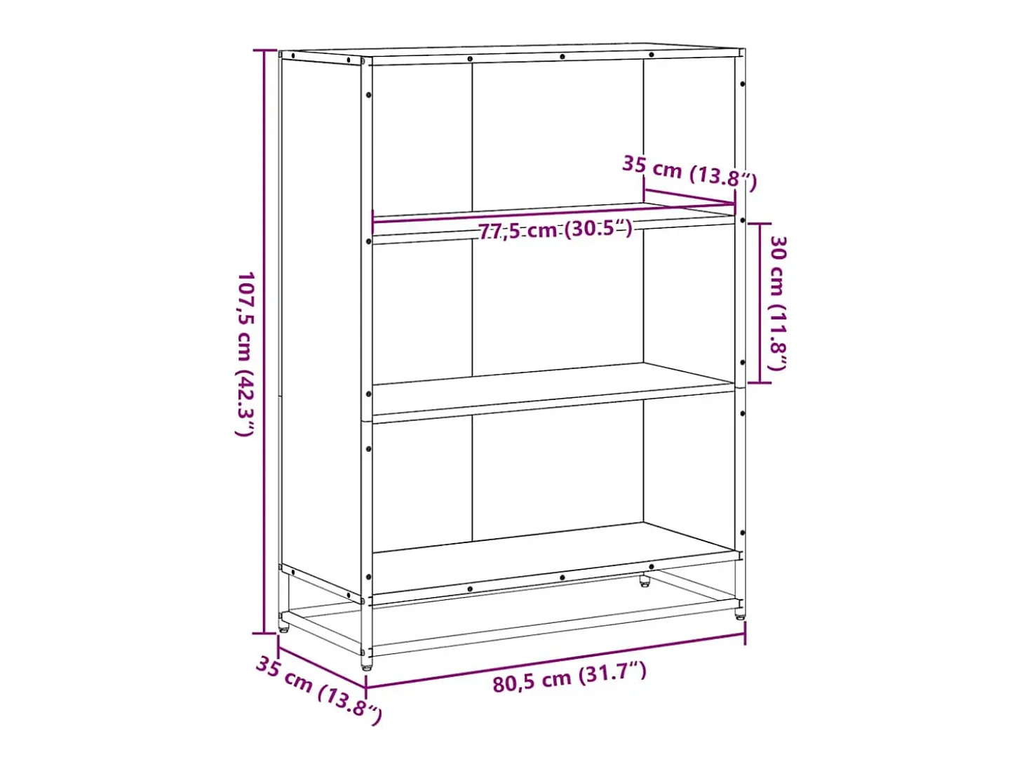 Estantería madera ingeniería color roble 80,5x35x107,5 cm
