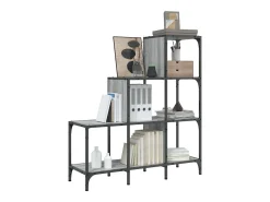 Estantería madera ingeniería y metal gris Sonoma 92x30x102 cm