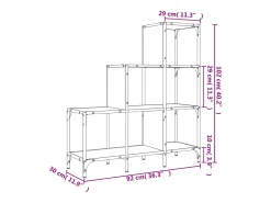 Estantería madera ingeniería y metal gris Sonoma 92x30x102 cm