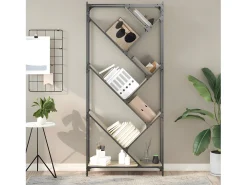 Estantería madera ingeniería y metal roble Sonoma 79x30x180 cm