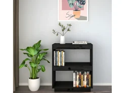 Estantería madera maciza de pino negra 60x35x71 cm