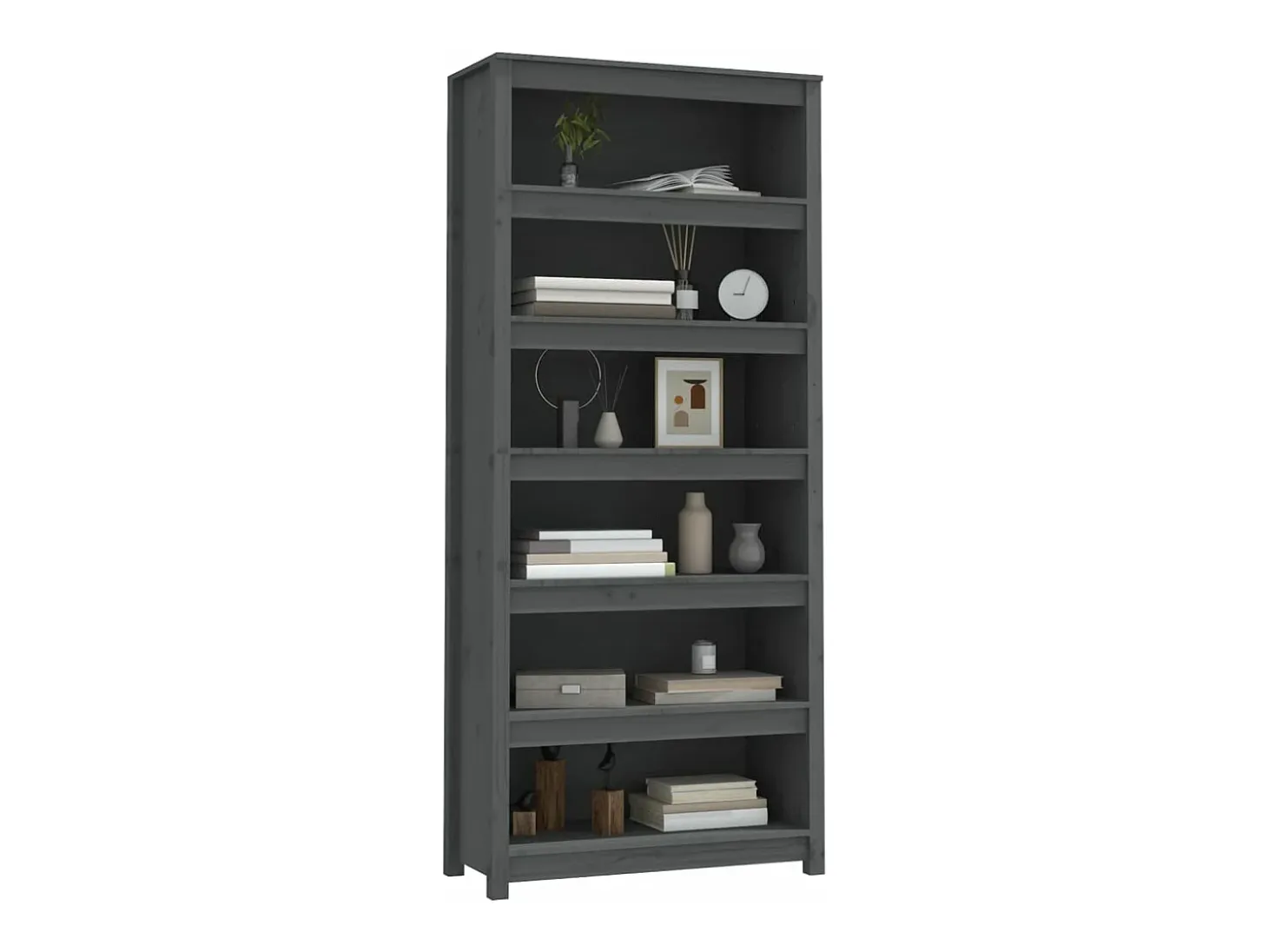 Estantería madera maciza de pino gris 80x35x183 cm
