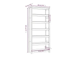 Estantería madera maciza de pino gris 80x35x183 cm
